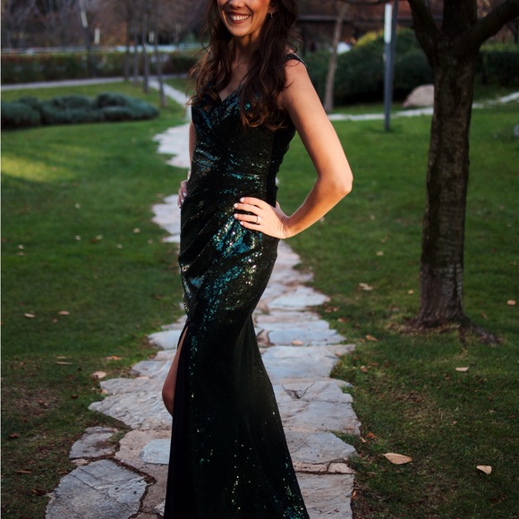 JJs House Green Sequin Evening Dress - Picture 8 of 8